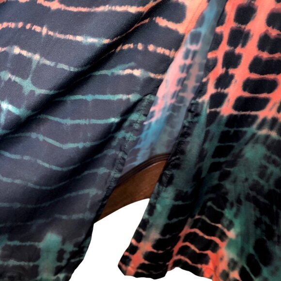 Boho Tie Dye Maxi Dress SzS Green/Rust - Picture 6 of 10